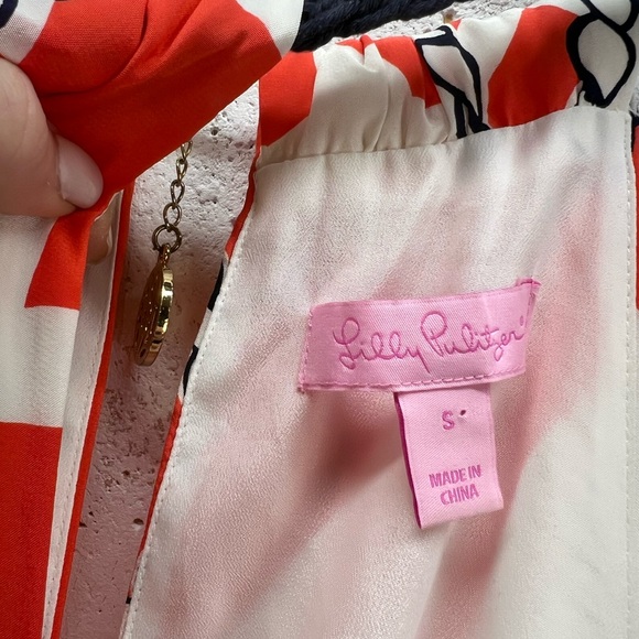 Lilly Pulitzer Tango Orange Booze Cruise Kenner Dress 100% Silk Size Small - Picture 6 of 13
